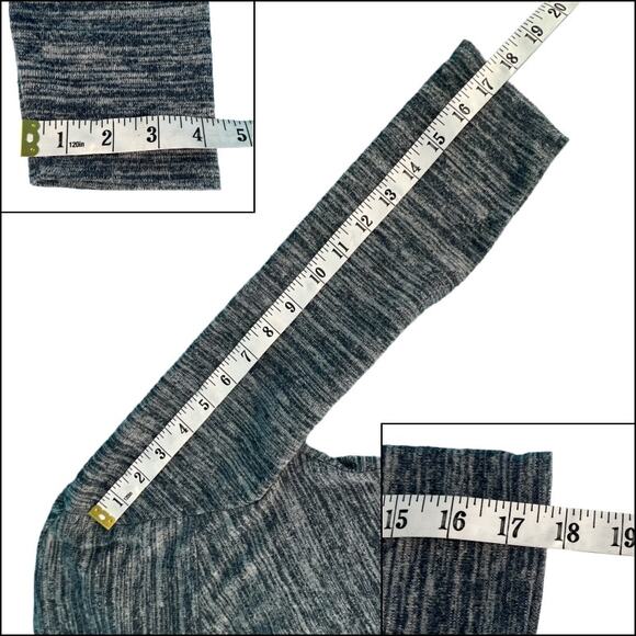 Heathered Split Back Knit Top Cowl Neck 3/4 Sleeve Blue Gray - Picture 13 of 16